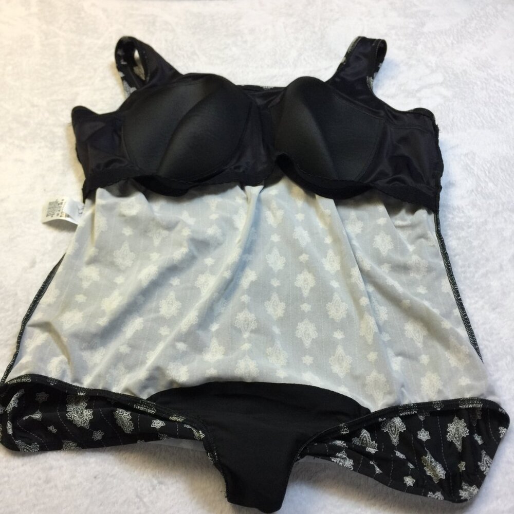 Land's End One Piece Bathing Suit Swimsuit 26W Womens Plus Black White Wireless - Picture 15 of 15